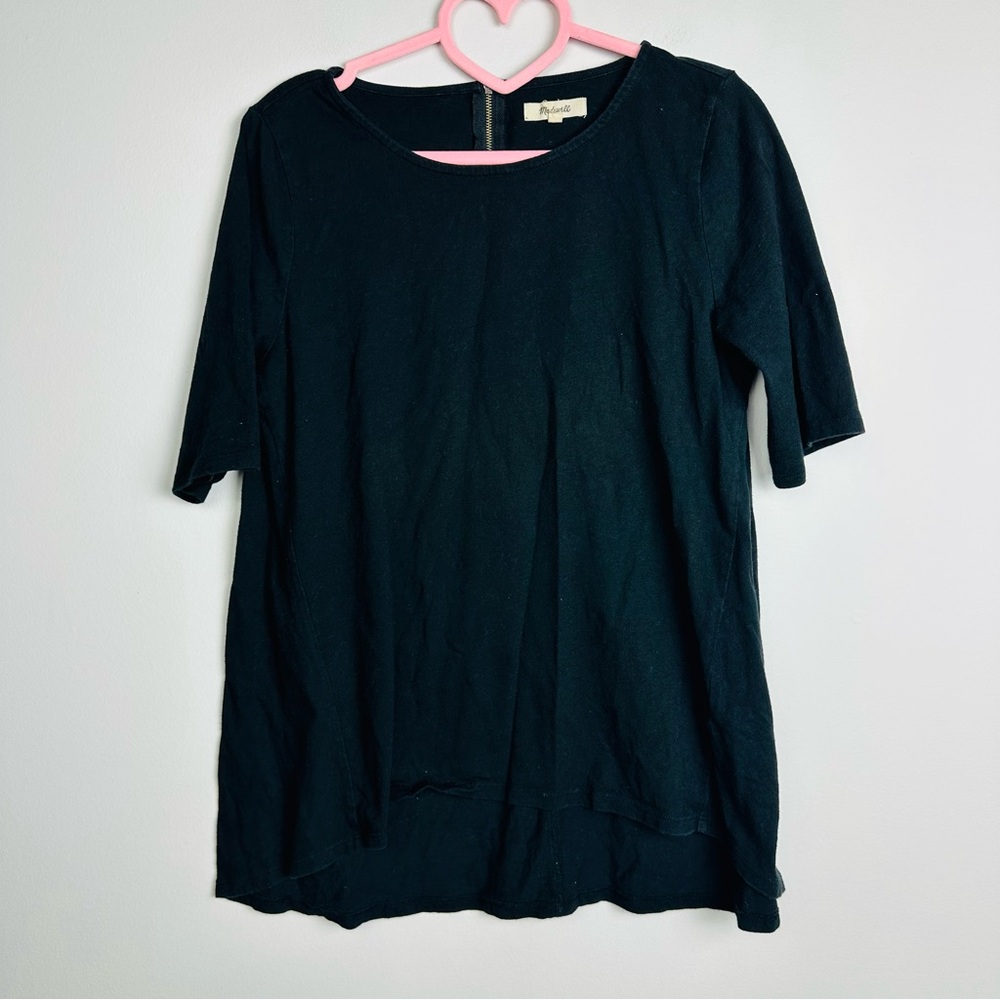 Madewell Black Back Zip Swing Tee Size Medium